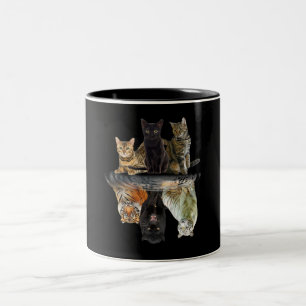 Cats Reflection Friend Cat Lovers Cute Tiger Two-Tone Coffee Mug