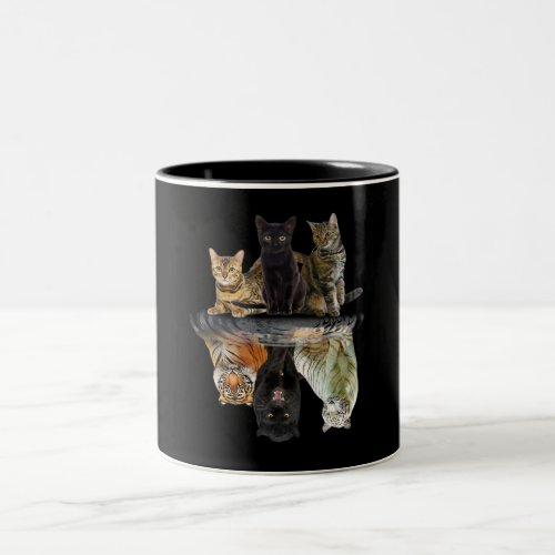 Cats Reflection Friend Cat Lovers Cute Tiger Two_Tone Coffee Mug