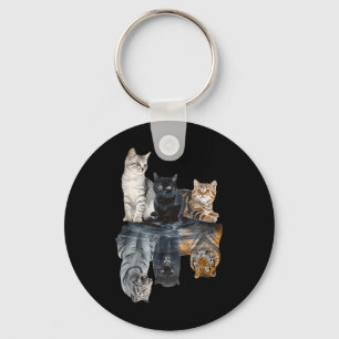 Cats Reflection Mirror Lion Cheetah Tiger Funny Ca Keychain