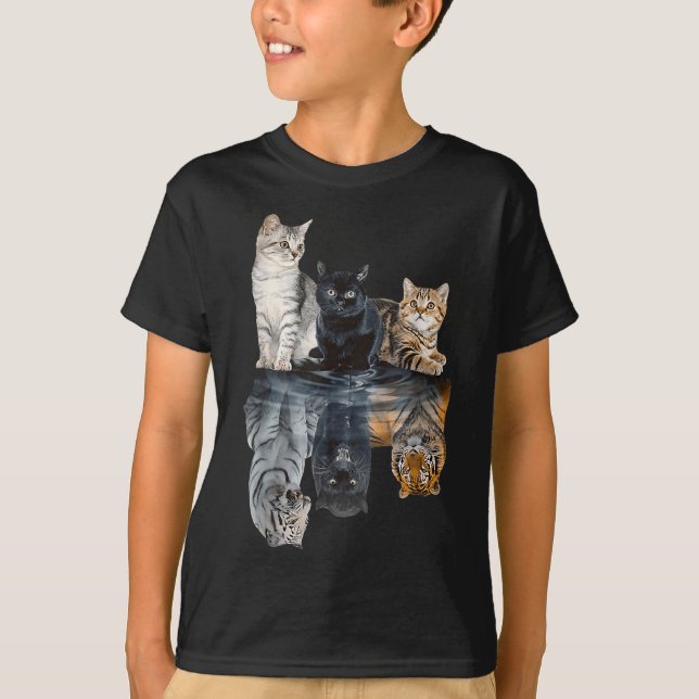 Cats Reflection Mirror Lion Cheetah Tiger Funny Ca T-Shirt (Front)