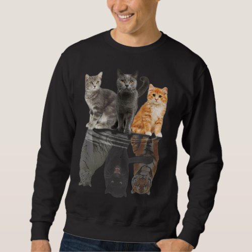 Cats Reflection Mirror Puma Cheetah Tiger Funny Sweatshirt