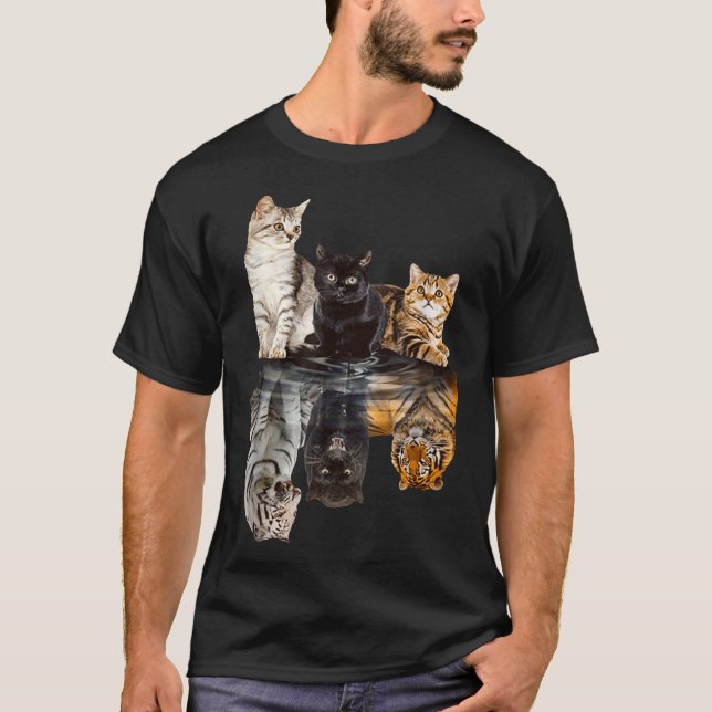 Cats Reflection Mirror Tiger Mom Mother Day Love T-Shirt (Front)