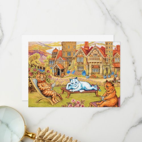 Cats relaxing in the Grounds at Napsbury by Wain Thank You Card