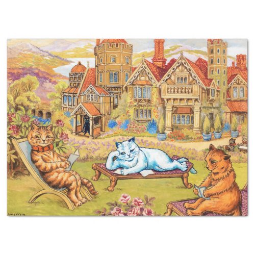 Cats relaxing in the Grounds at Napsbury by Wain Tissue Paper