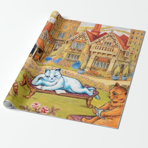 Cats relaxing in the Grounds at Napsbury by Wain Wrapping Paper
