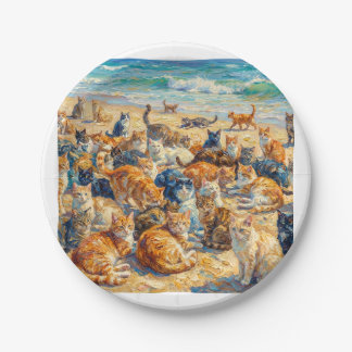 Cats Relaxing On Beach Plate