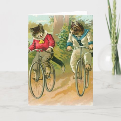 Cats Riding Bikes Card