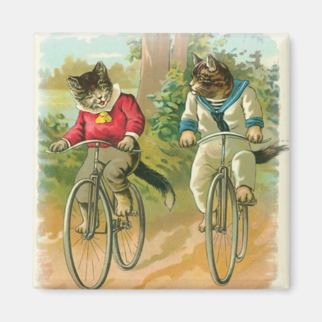 Cats Riding Bikes Magnet (Front)