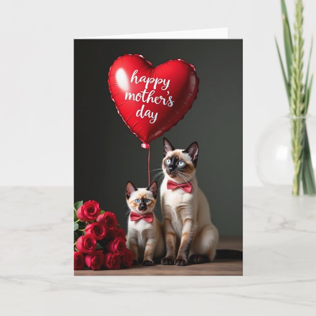 Cats Roses Mothers Day Love Card (Front)