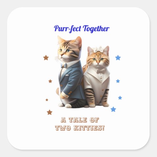 Cats Royal Wedding A Tale of Two Kitties Square Sticker