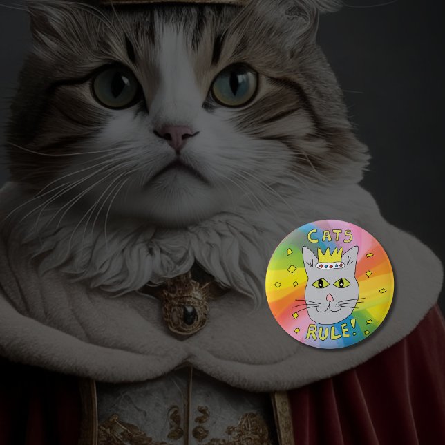 Cats rule cat lover Russian Blue pin badge (Creator Uploaded)