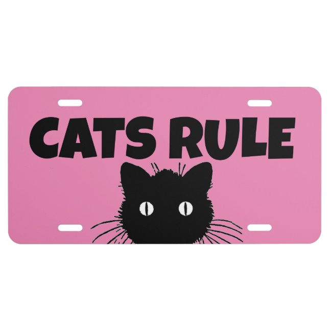 CATS RULE CAT PINK License Plate (Front)