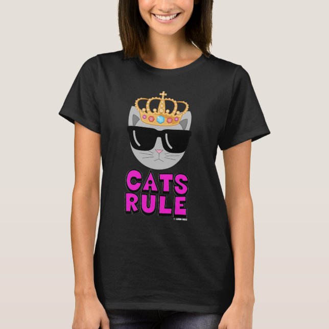 CATS RULE I Love Cats Cat Lover T-Shirt (Front)