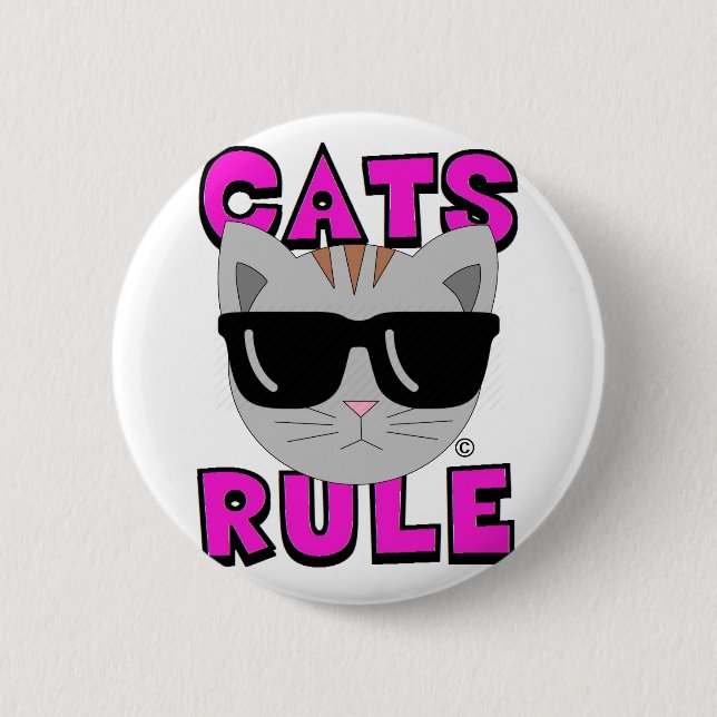 CATS RULE Original Cat Lover Button (Front)