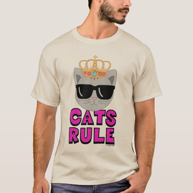 CATS RULE Sunglasses Cat T-Shirt (Front)