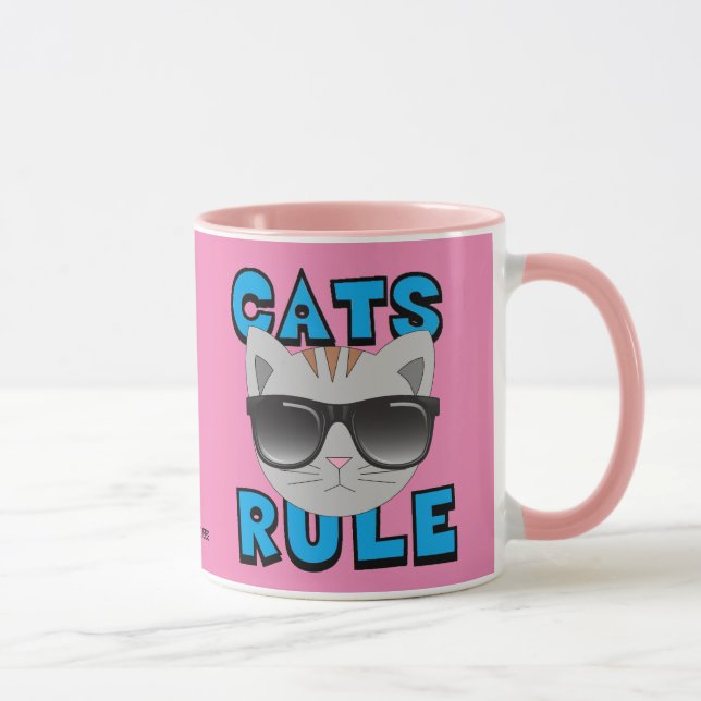 Cats Rule Sunglasses Kitty Mug (Right)