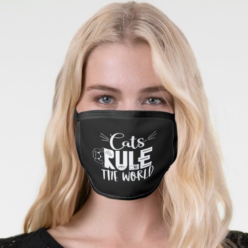 Cats rule the world cute kitten w crown whiskers face mask