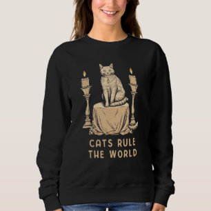 Cats Rule The World Retro Vintage Funny Sarcastic_ Sweatshirt