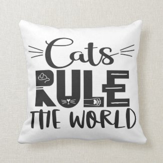 Cats rule the world trendy lettering whiskers
