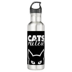 Cats Rules Stainless Steel Water Bottle
