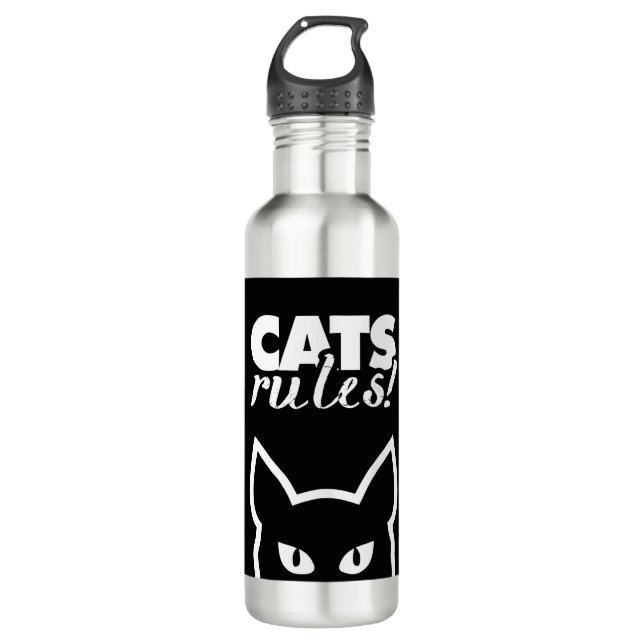 Cats Rules Stainless Steel Water Bottle (Front)
