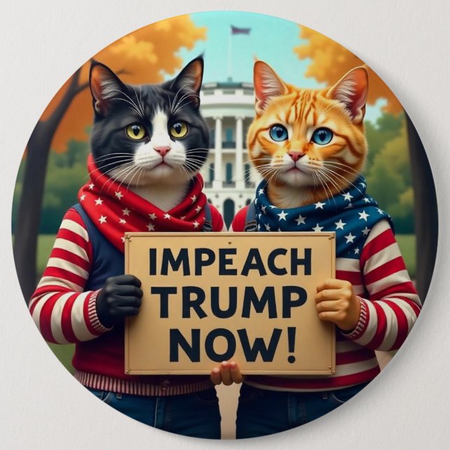 Cats say Impeach Trump Button (Front)