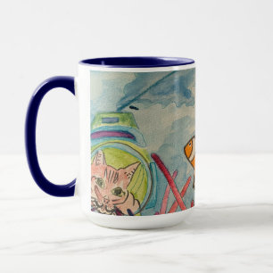 Cats Scuba Diving Watercolor Mug