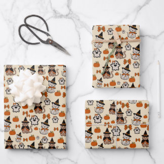 Cats seamless pattern halloween party wrapping paper sheets