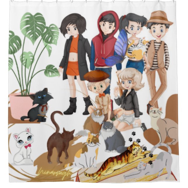 Cats Shower Curtain (Front)