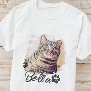 Cat's Simple Modern Cool Typography Name and Photo T-Shirt