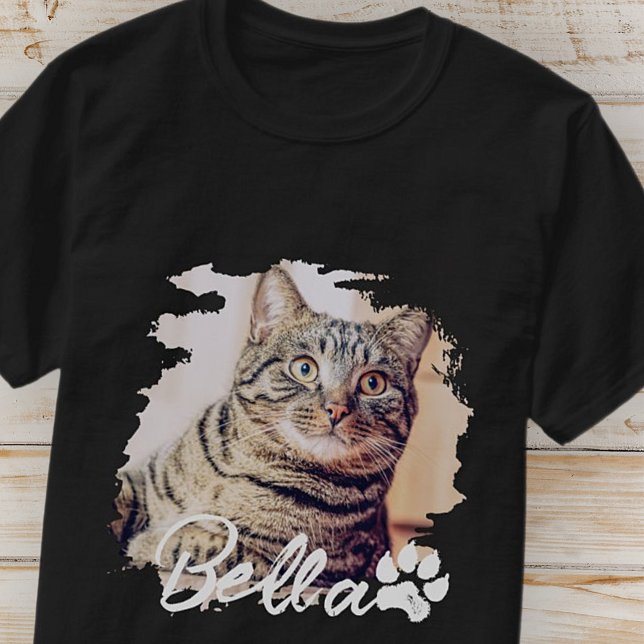 Cat's Simple Modern Cool Typography Name and Photo T-Shirt (Creator Uploaded)