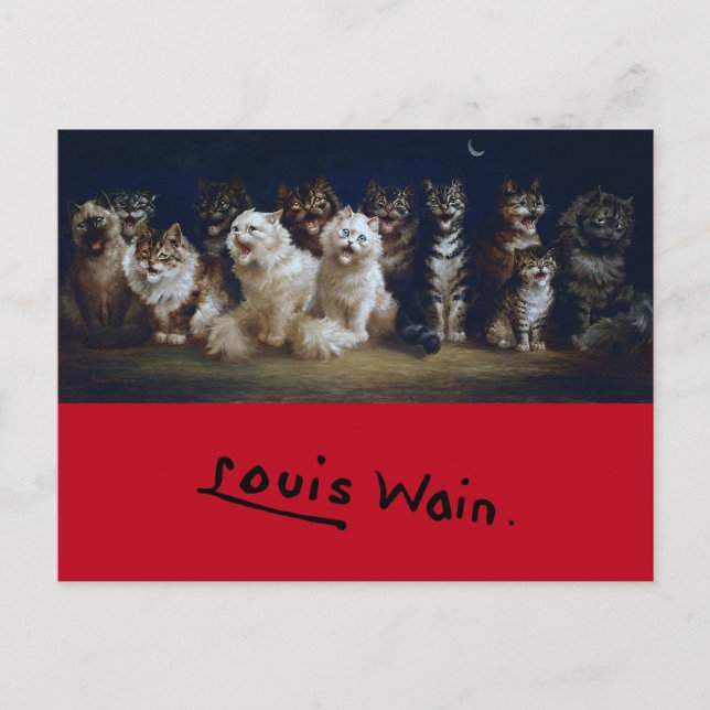 Cats Singing Christmas carols, Louis Wain Postcard (Front)