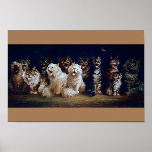 Cats Singing Christmas carols Louis Wain Poster