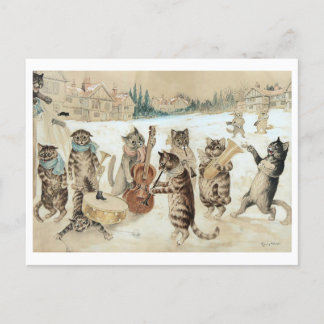 Cats Singing Christmas Carols Vintage Louis Wain Postcard