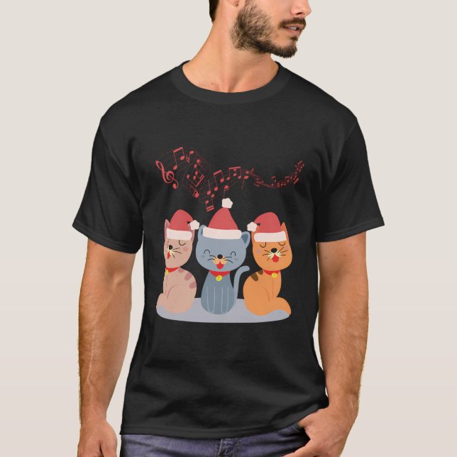 Cats Singing Christmas Song T-Shirt (Front)