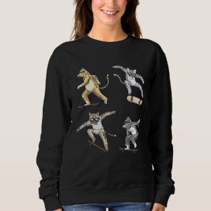 Cats Skateboarding Skater Skateboard Skateboarder  Sweatshirt