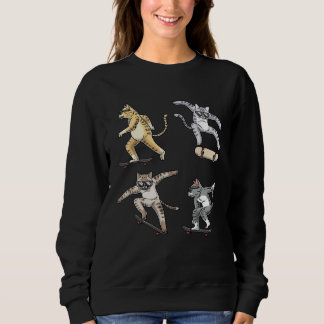 Cats Skateboarding Skater Skateboard Skateboarder  Sweatshirt