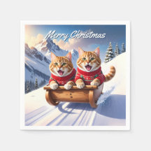 Cats Sled Ride Christmas