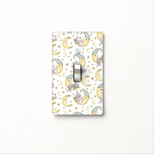 Cats Sleeping on the Moon – Soft Muted Yellows Light Switch Cover