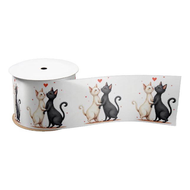 Cats Slow Dancing Satin Ribbon (Spool)