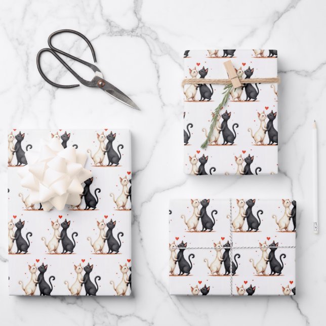 Cats Slow Dancing Wrapping Paper Sheets (Front)