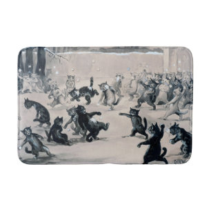 Cats Snowball Fight, Louis Wain Bath Mat