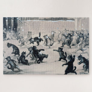 Cats Snowball Fight, Louis Wain Jigsaw Puzzle