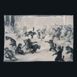 Cats Snowball Fight, Louis Wain Kitchen Towel<br><div class="desc">Louis Wain (5 August 1860 – 4 July 1939) was an English artiste known for his drawings,  which consistently featured anthropomorphised large-eyed cats and kittens. In his later years he may have suffered from schizophrenia (although this claim is disputed),  which,  according to some psychiatrists,  can be seen in his works. Quote:Wikipedia</div>