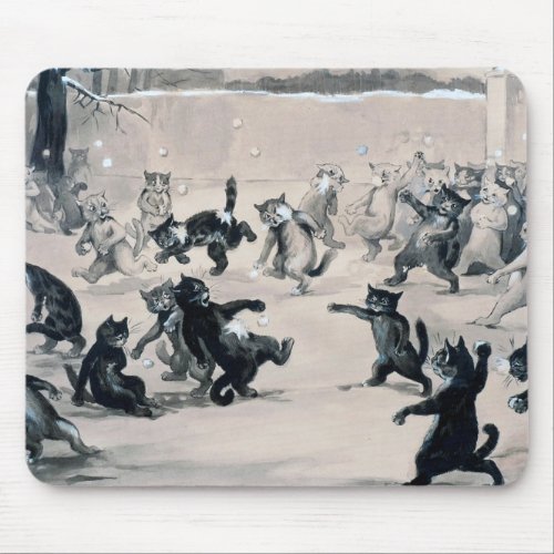 Cats Snowball Fight Louis Wain Mouse Pad