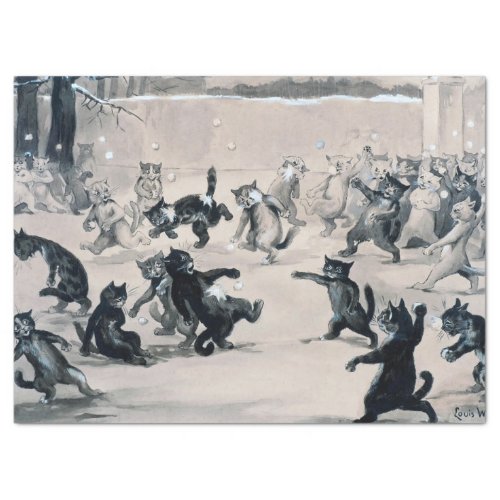 Cats Snowball Fight Louis Wain Tissue Paper