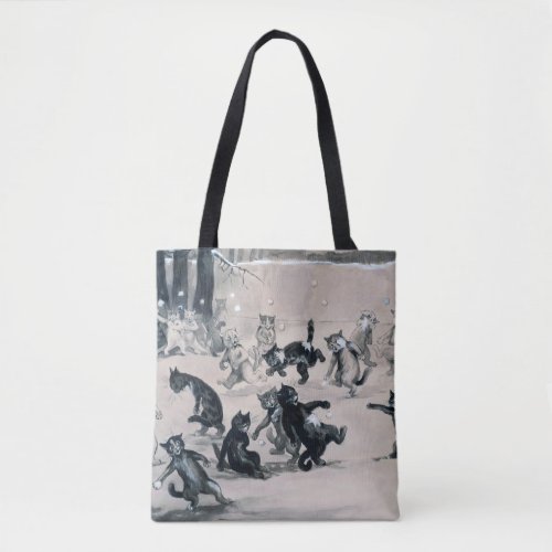 Cats Snowball Fight Louis Wain Tote Bag