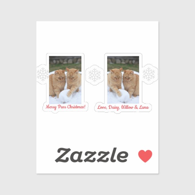 Cats Snowball, Image Names Text, Customize,  Sticker (Sheet)