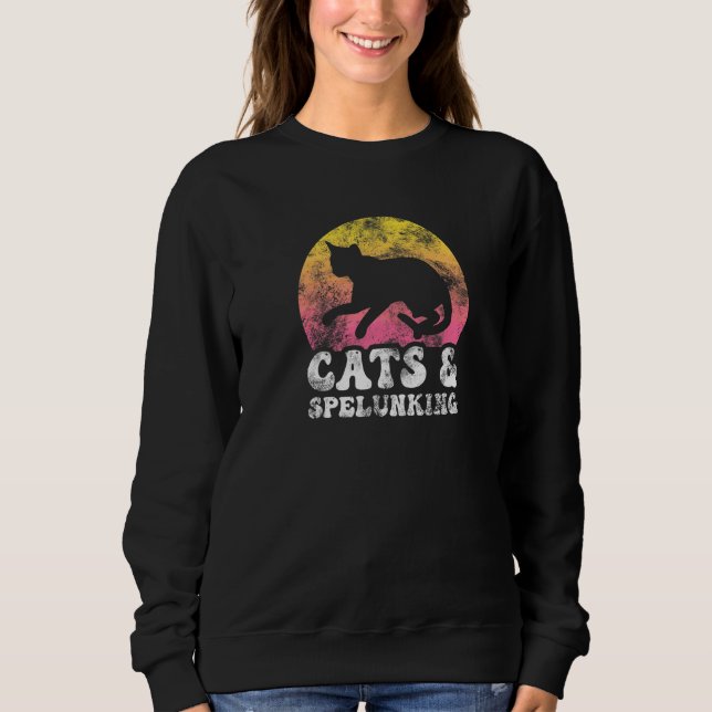 Cats & Spelunking Vintage Retro Hobby Sweatshirt (Front)