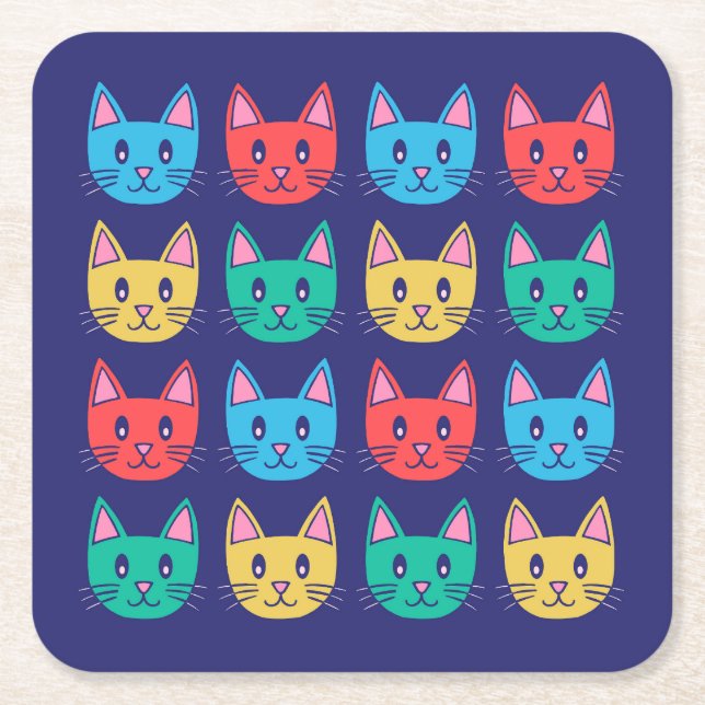 Cats Square Paper Coaster (Front)